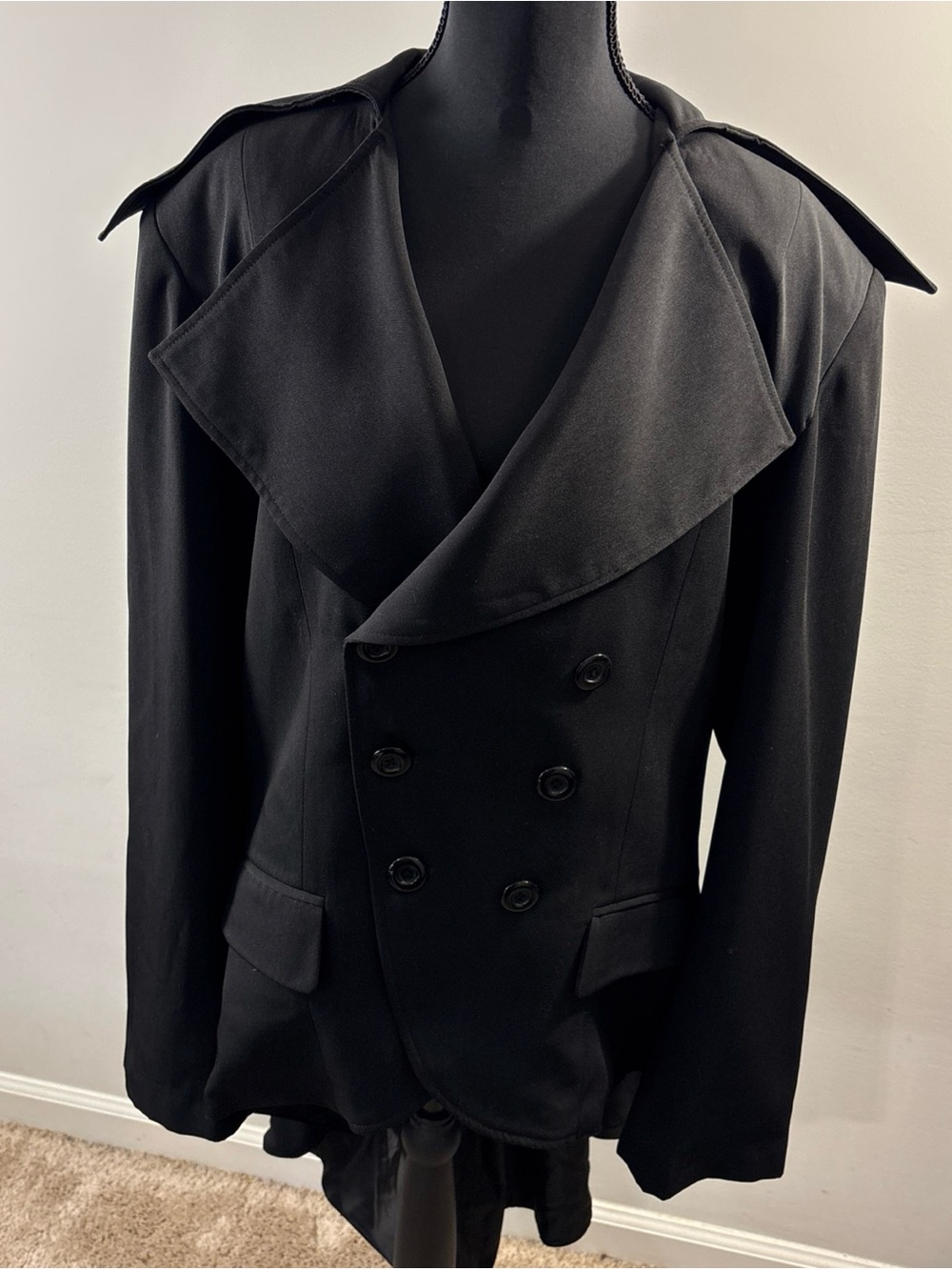 Black Double-Breasted Women's /Unisex tailcoat Jacket